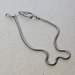 Silver Tone Snake Chain Pocket Watch Chain with Vest Clip and Swivel Clasp